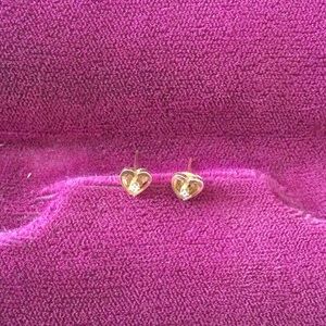Petite heart shape earring with diamond chip